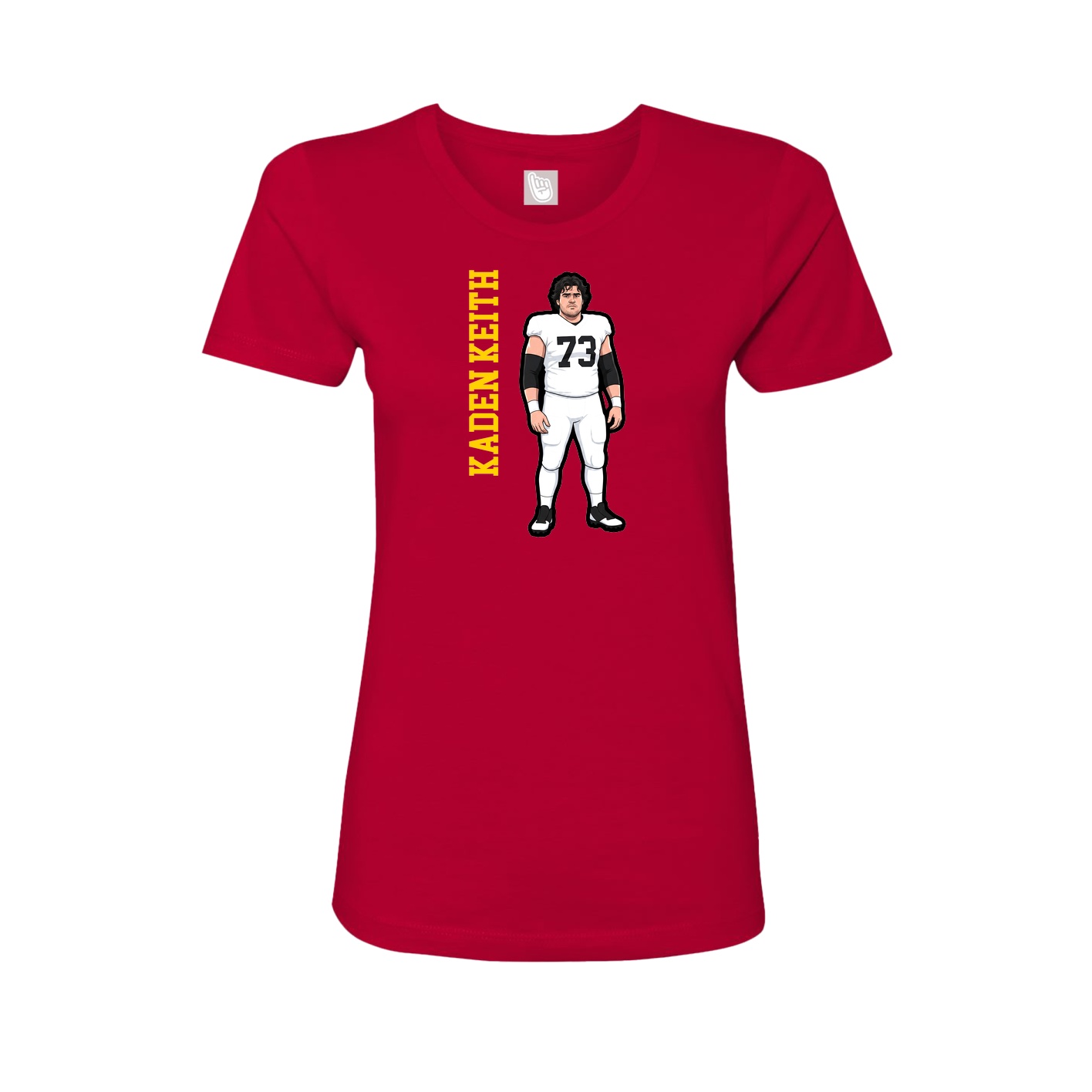 Fitted Women's Tee — Name Vertical in Red