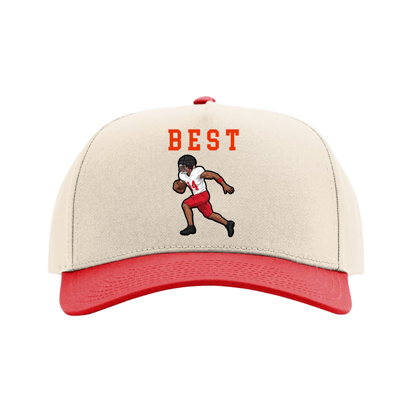Full Fabric Five-Panel Champ Cap — Shirsey in Cream/Red