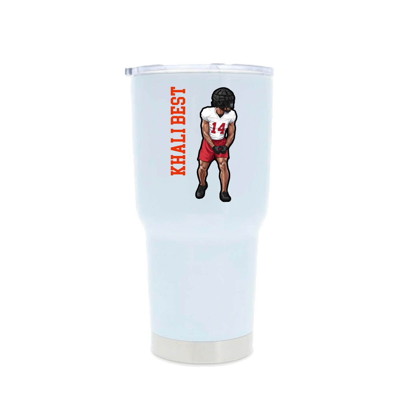 30oz Stainless Steel Tumbler — Name Vertical in White