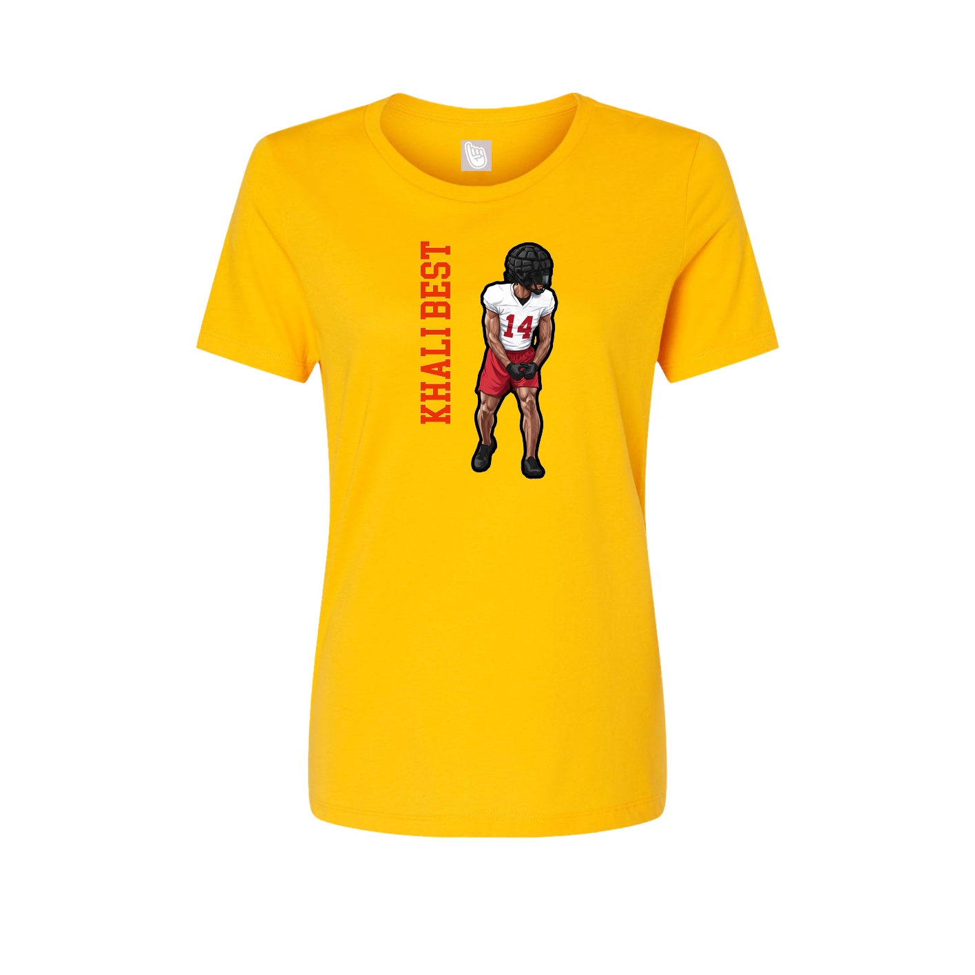 Fitted Women's Tee — Name Vertical in Gold