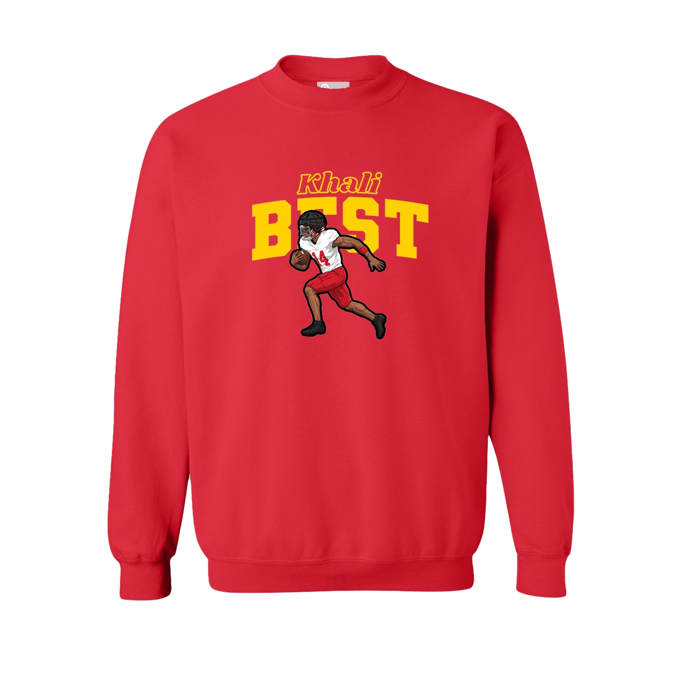 Fleece Crew — Name Arch in Red