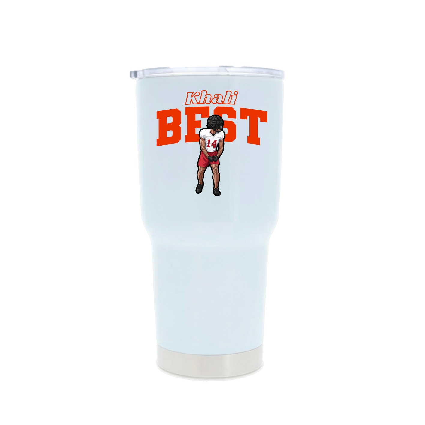 30oz Stainless Steel Tumbler — Name Arch in White