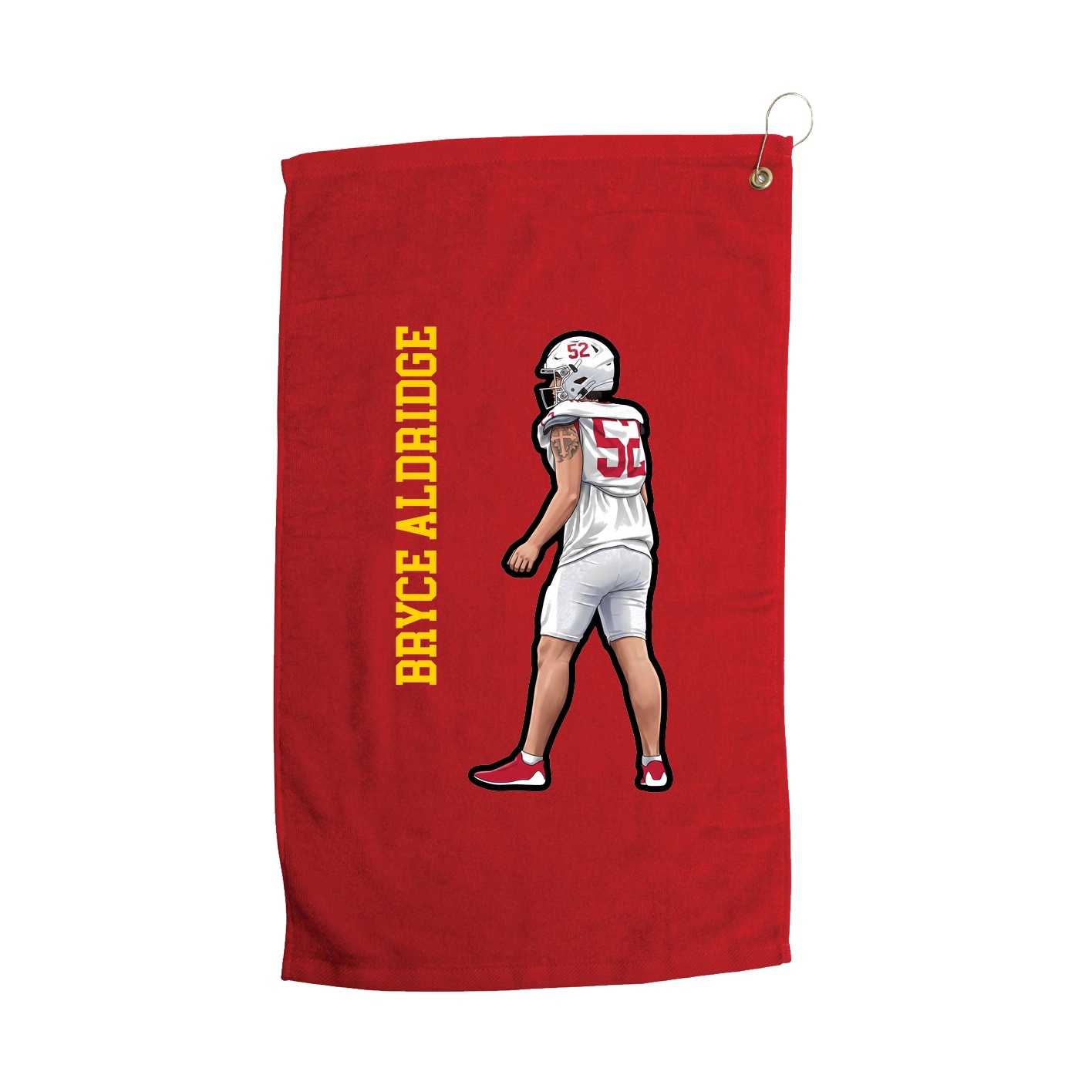 Golf Towel — Name Vertical in Red
