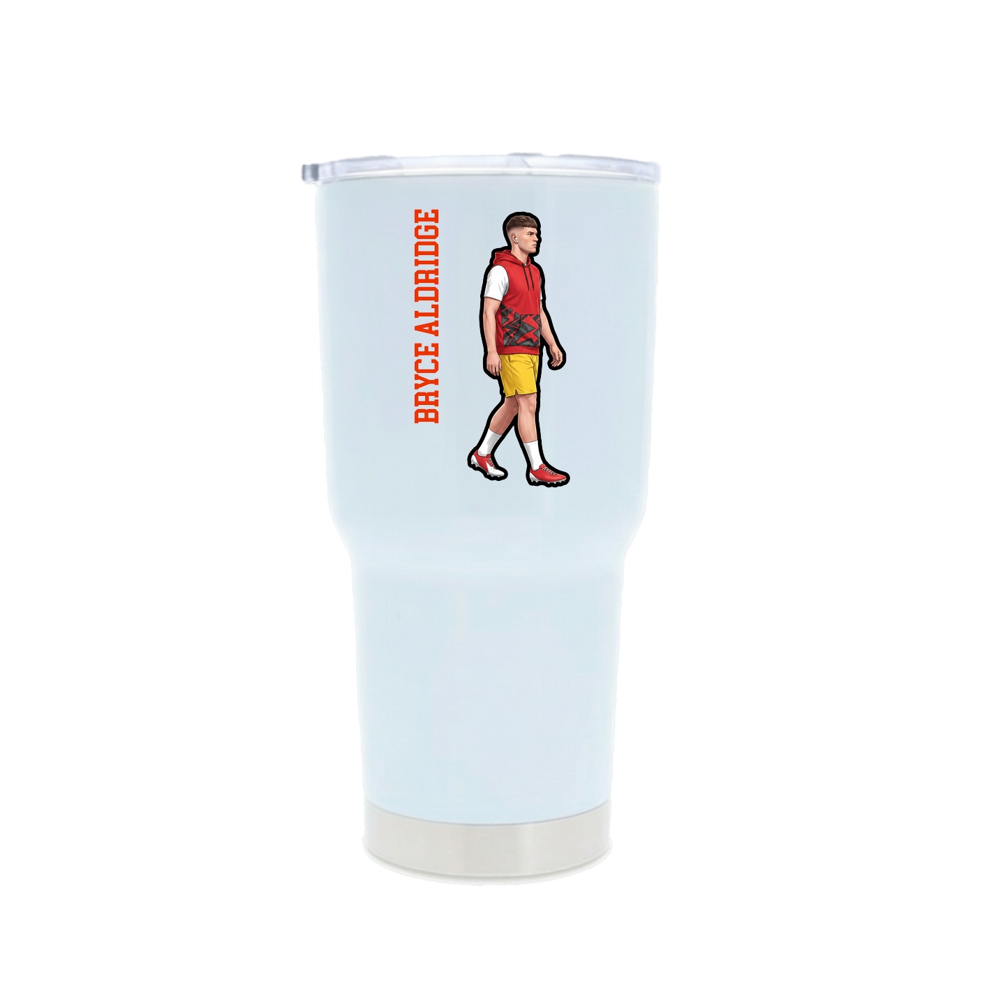 30oz Stainless Steel Tumbler — Name Vertical in White
