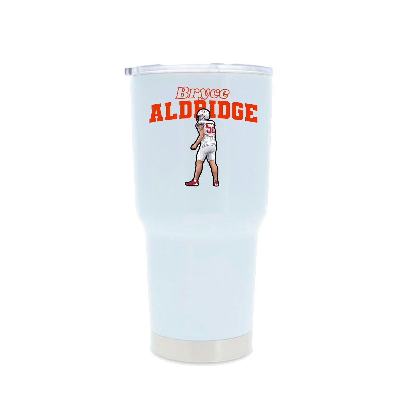 30oz Stainless Steel Tumbler — Name Arch in White