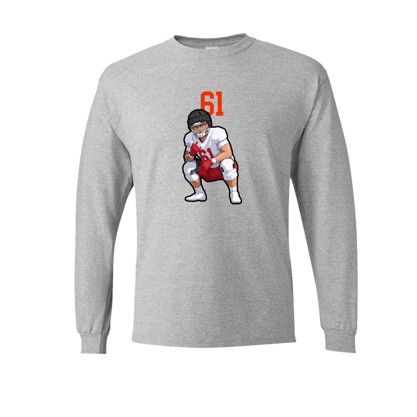 Long Sleeve Tee — Number Top in Grey