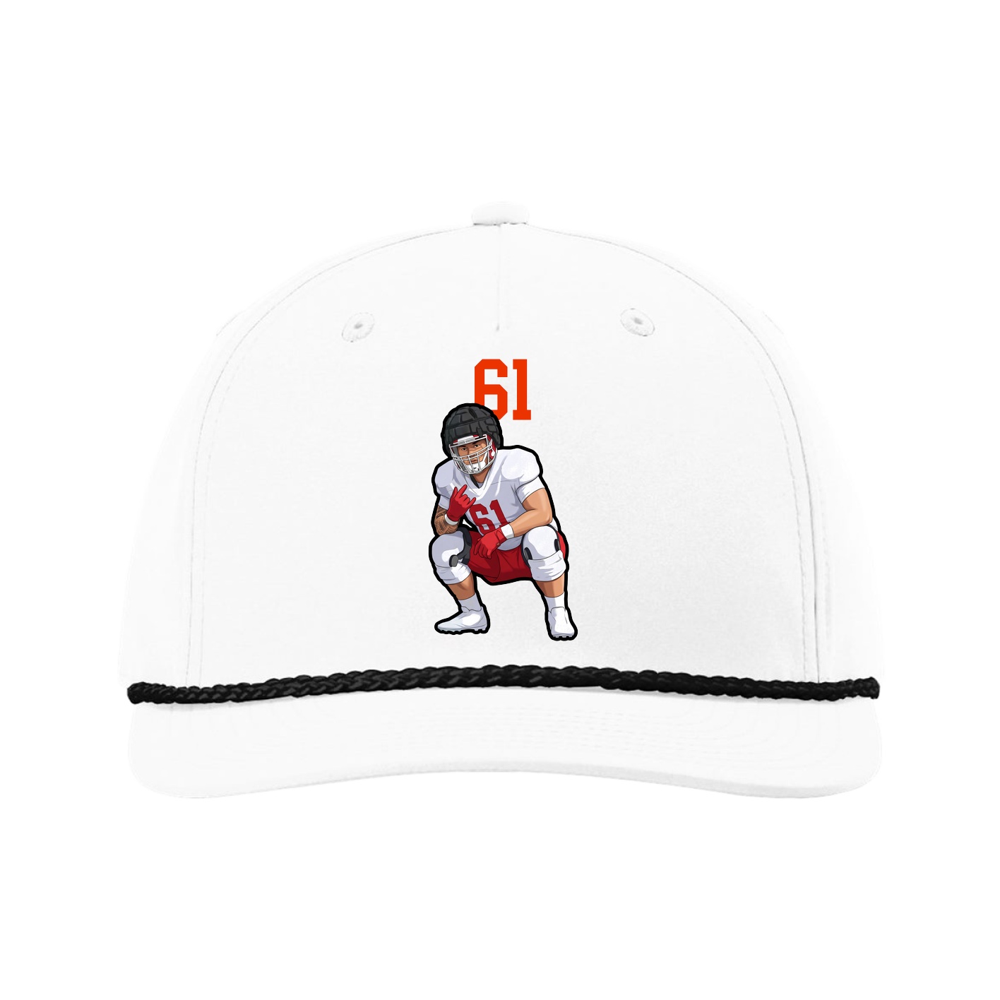 Five-Panel Classic Rope Cap — Number Top in White