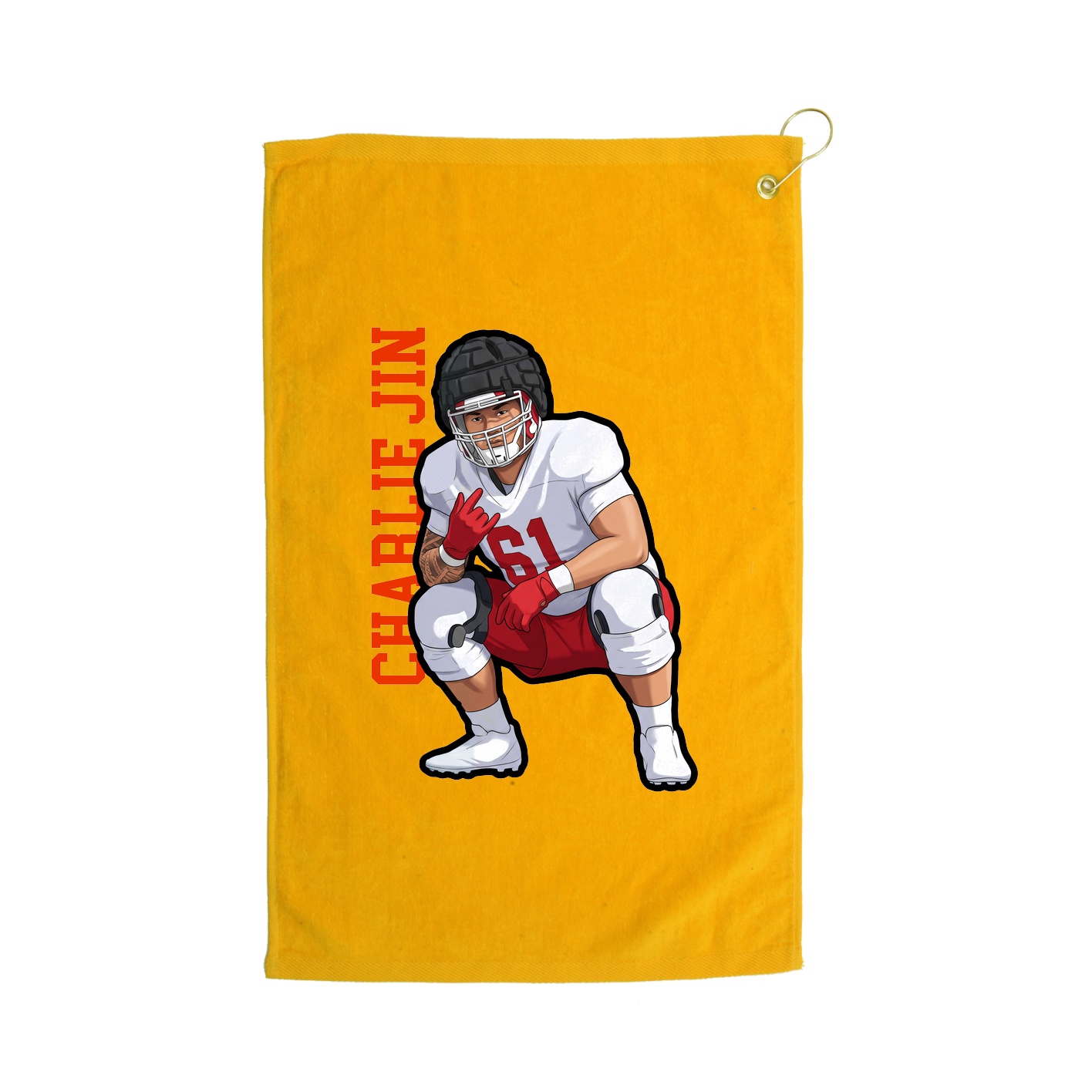 Golf Towel — Name Vertical in Gold
