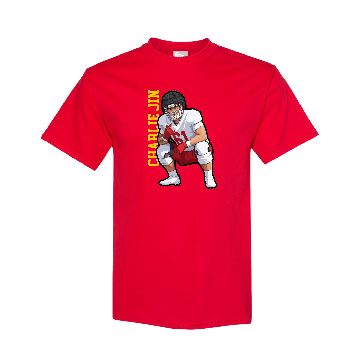 Tee — Name Vertical in Red