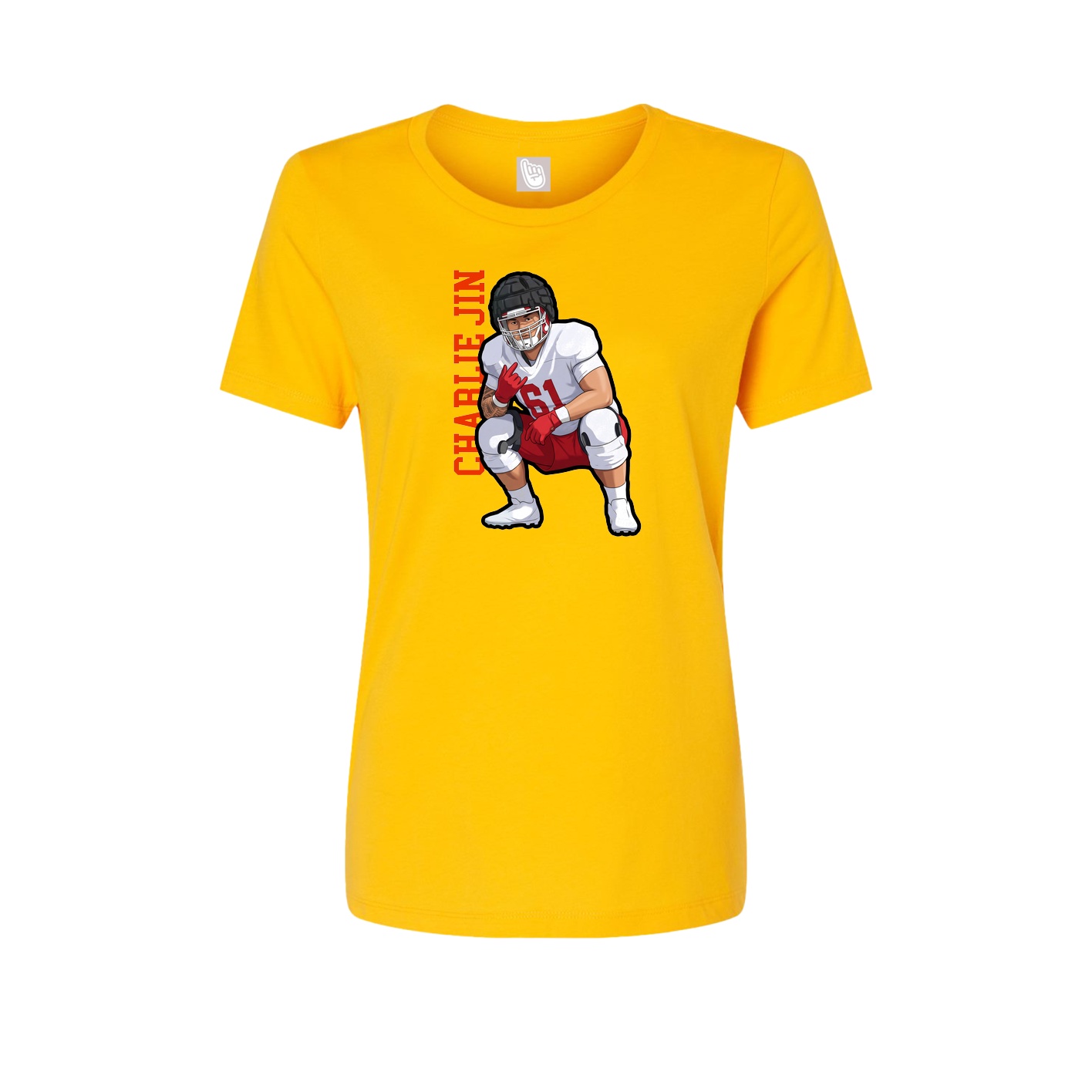 Fitted Women's Tee — Name Vertical in Gold