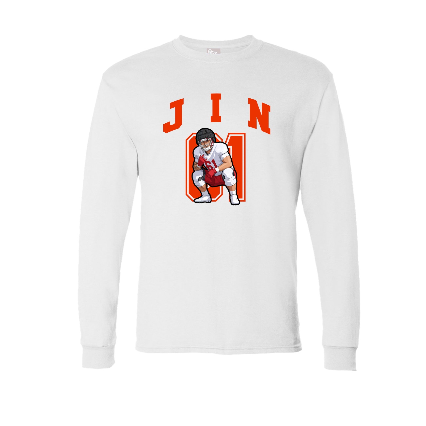 Long Sleeve Tee — Number in White