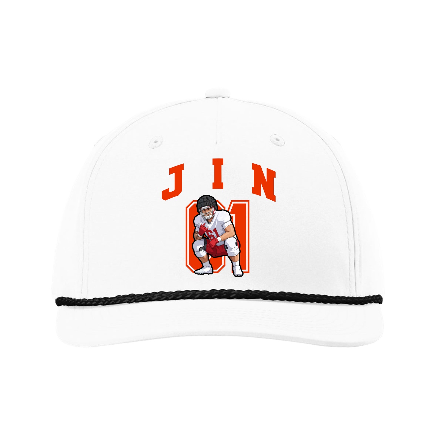 Five-Panel Classic Rope Cap — Number in White