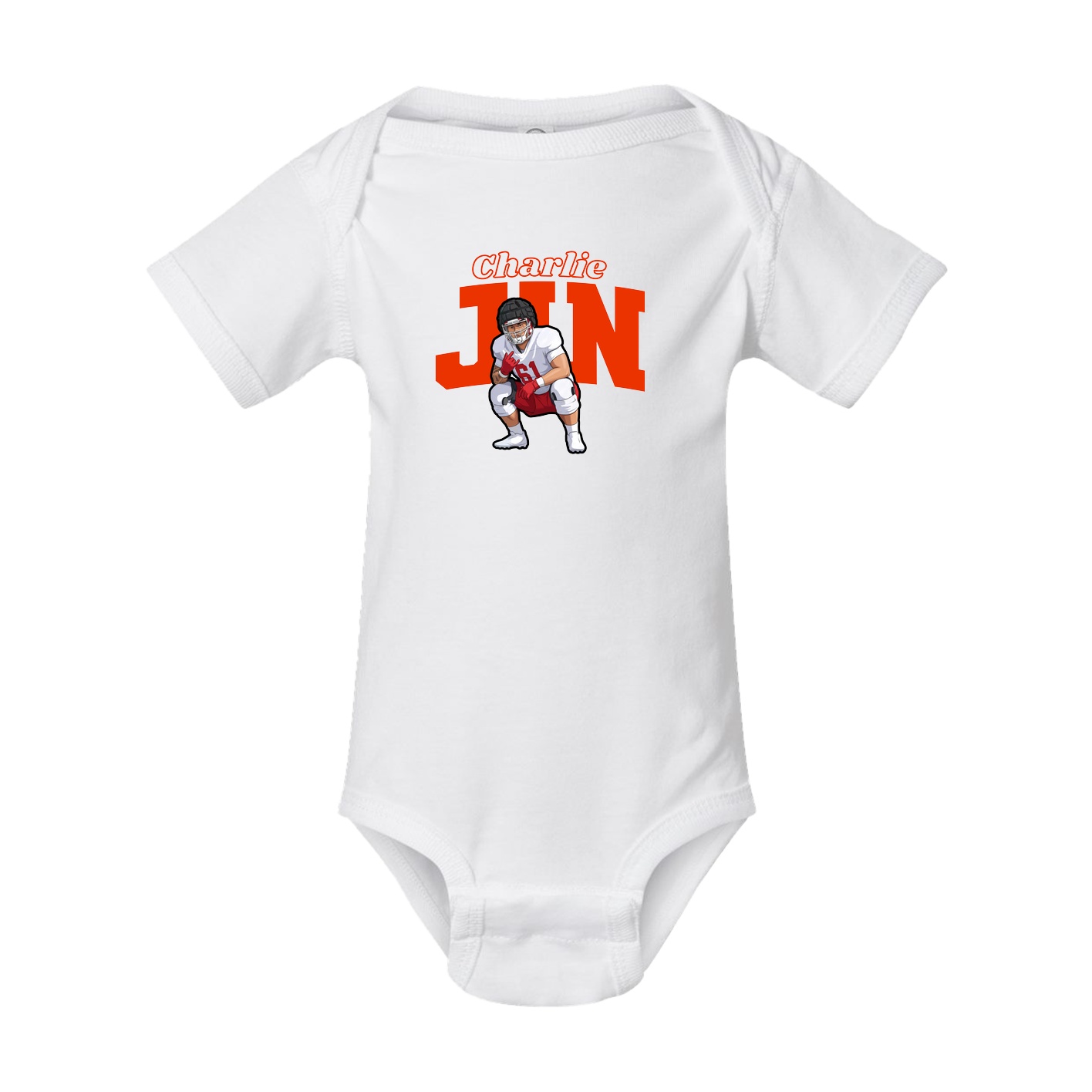 Baby Onesie — Name Arch in White
