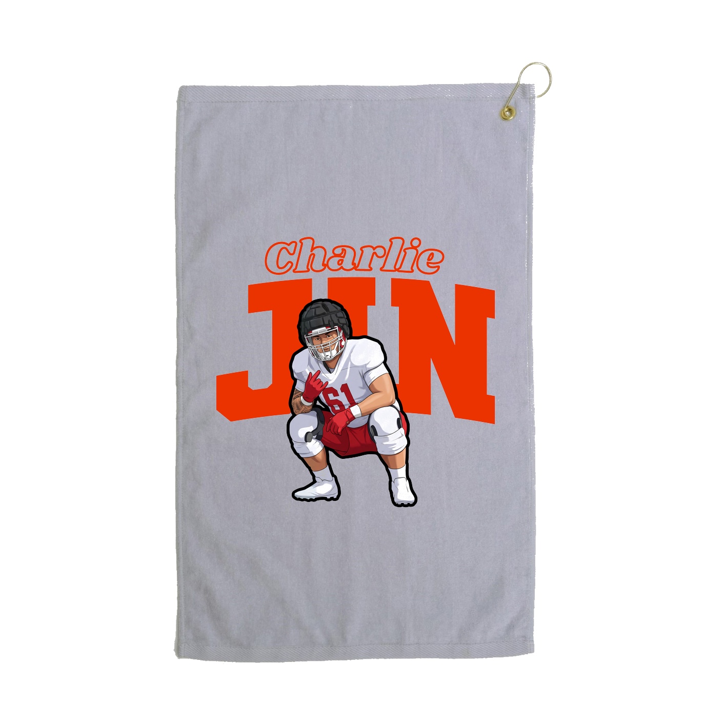 Golf Towel — Name Arch in Grey
