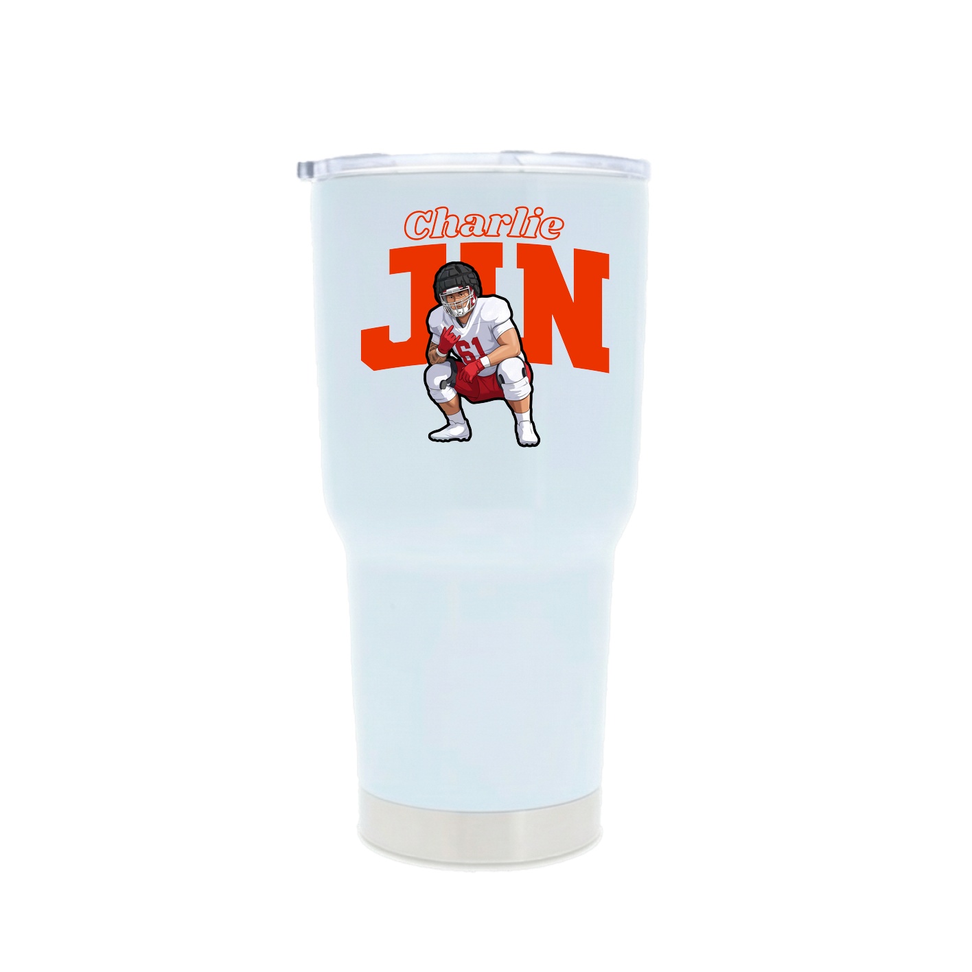 30oz Stainless Steel Tumbler — Name Arch in White