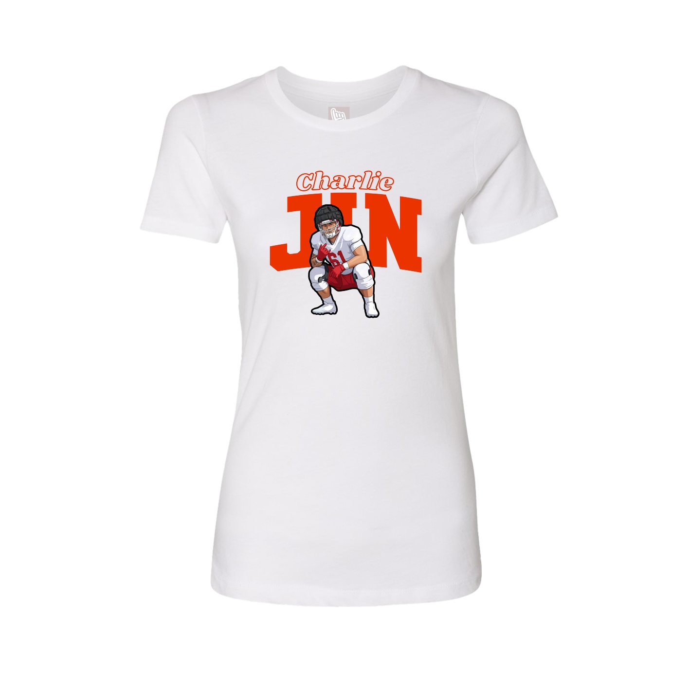 Fitted Women's Tee — Name Arch in White