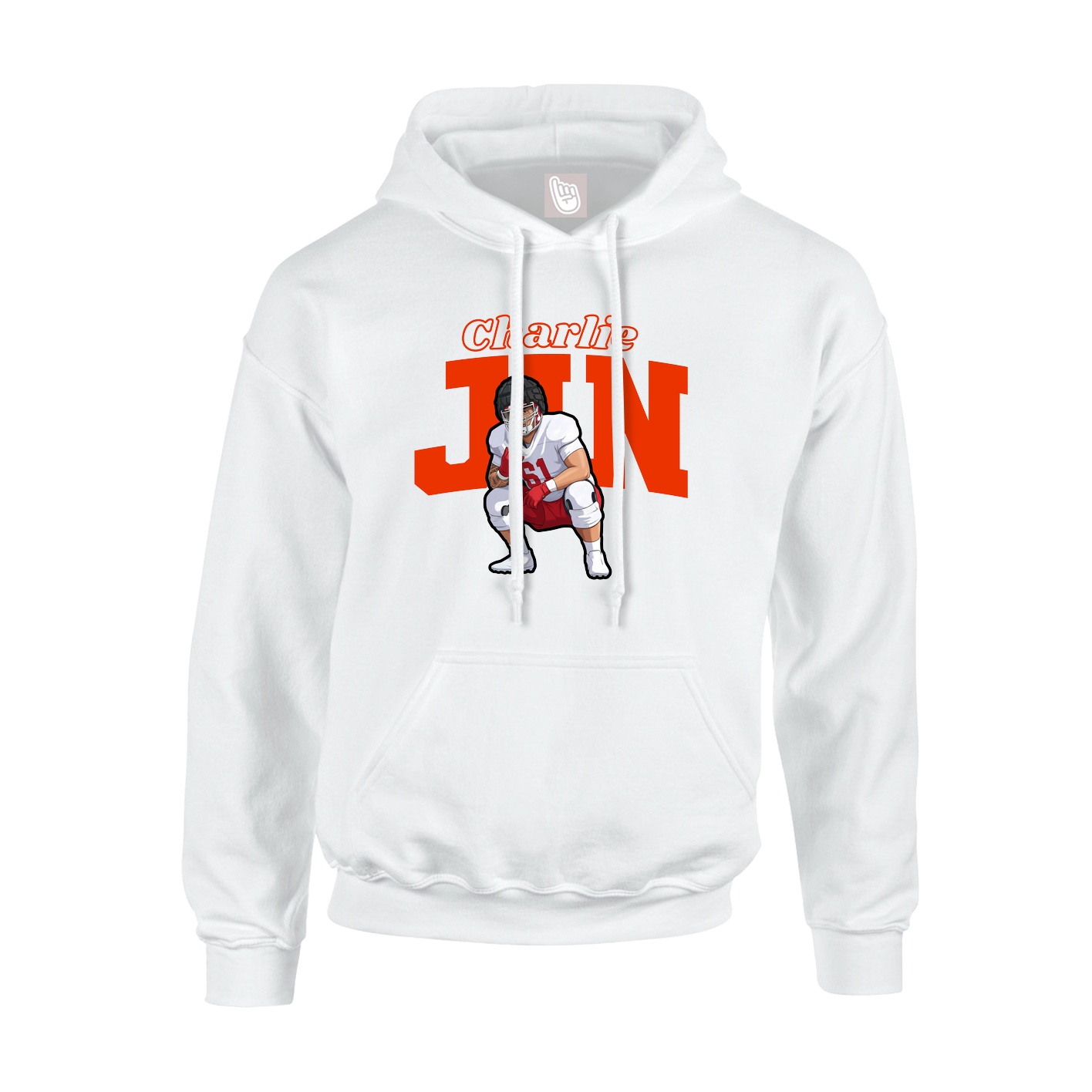 Youth Hoodie — Name Arch in White