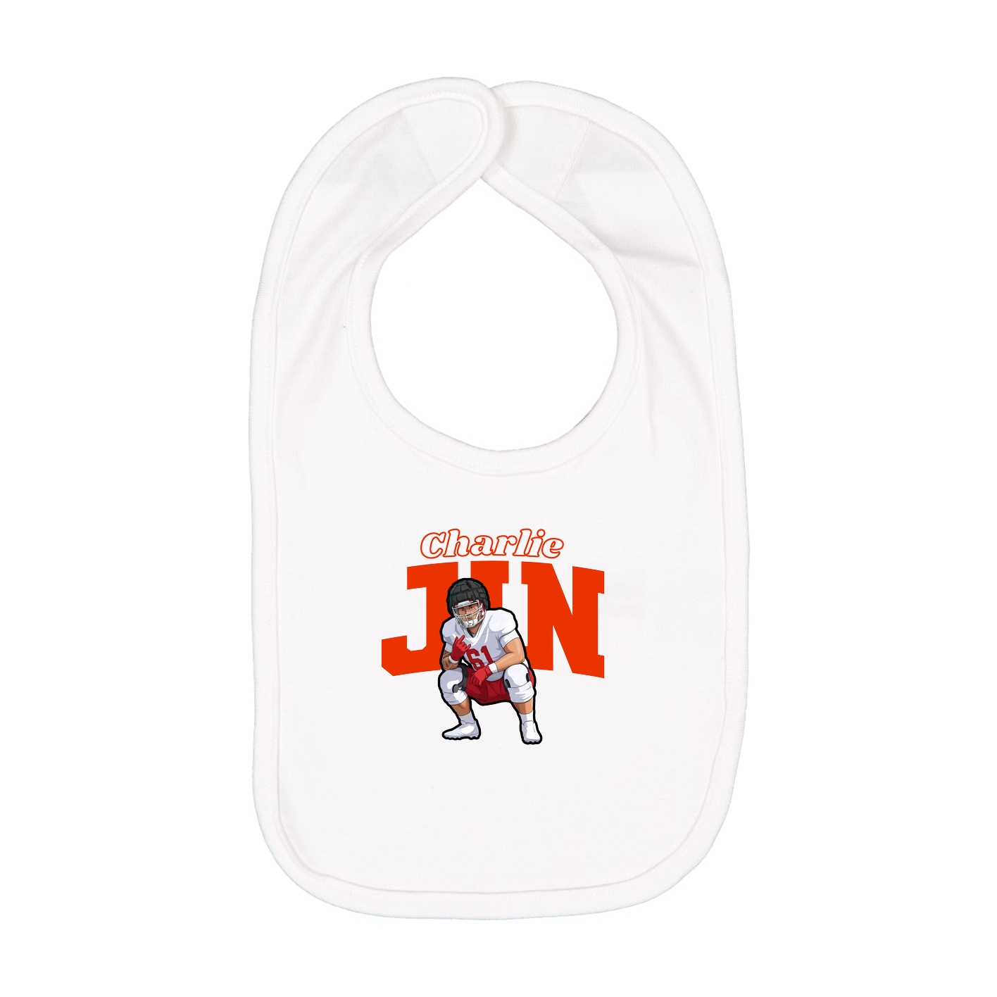 Infant Bib — Name Arch in White