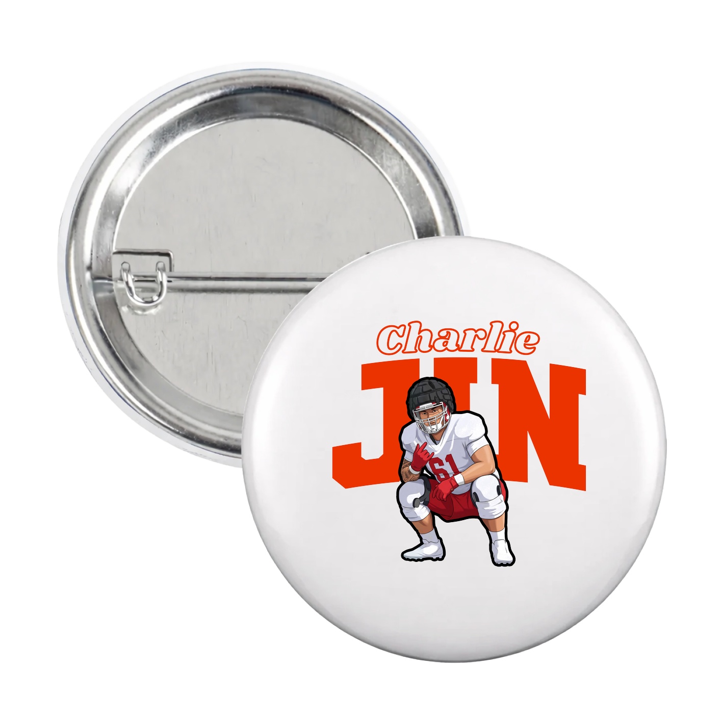 Game Day Button — Name Arch in White