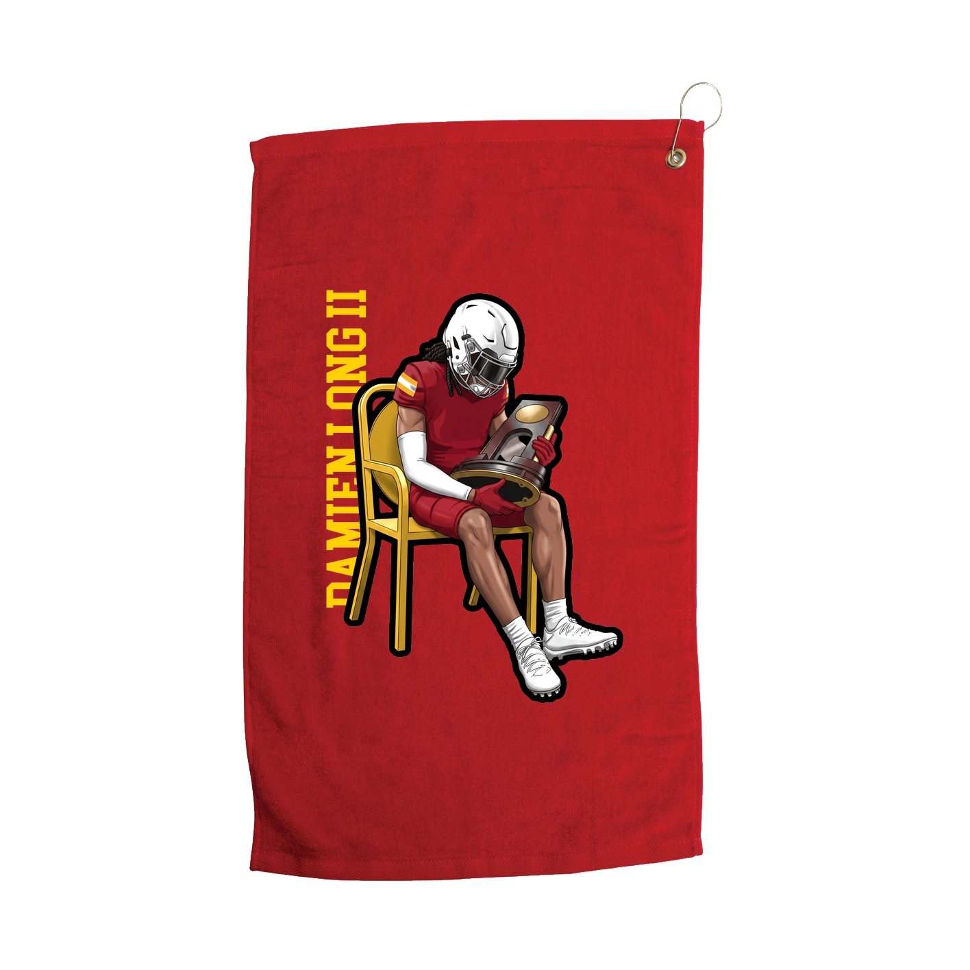 Golf Towel — Name Vertical in Red