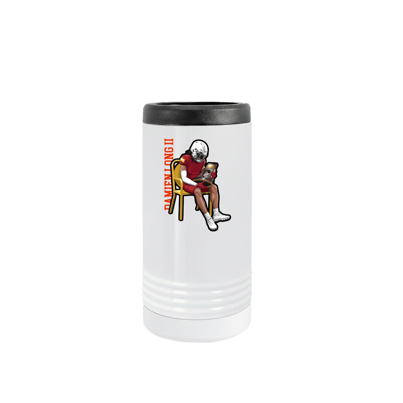 Slim Beverage Holder — Name Vertical in White
