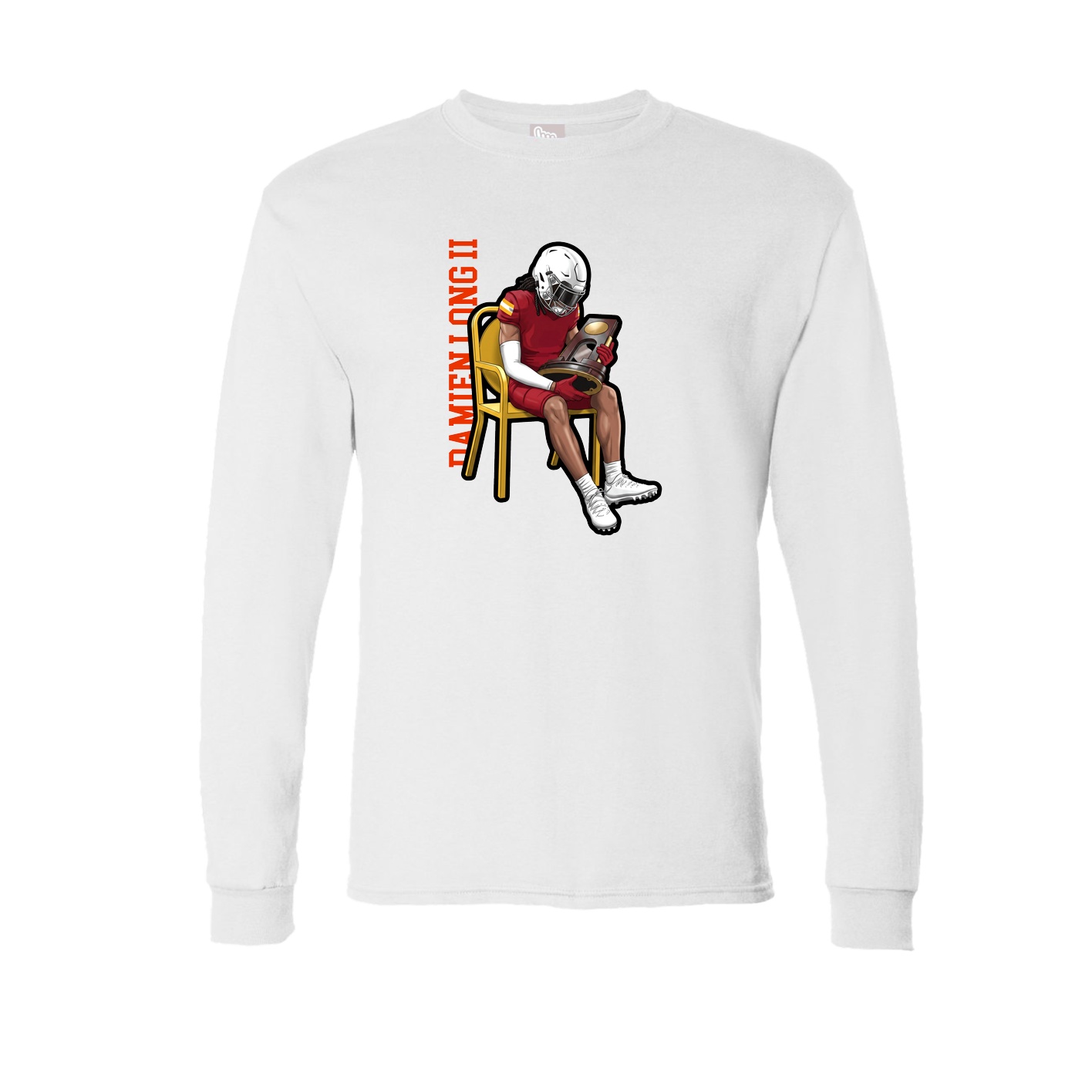 Long Sleeve Tee — Name Vertical in White