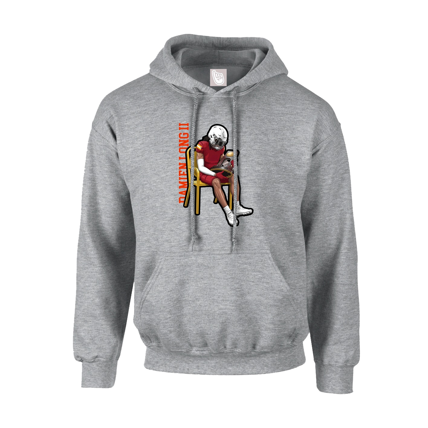 Youth Hoodie — Name Vertical in Grey