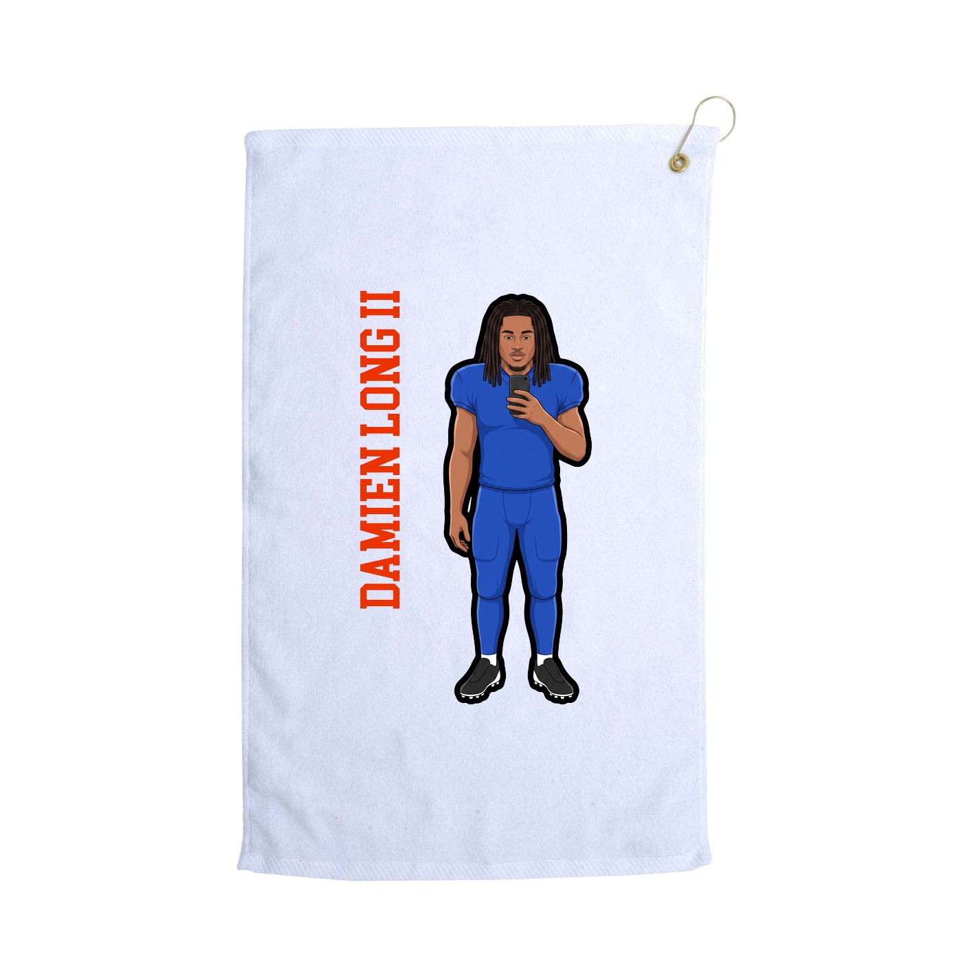 Golf Towel — Name Vertical in White