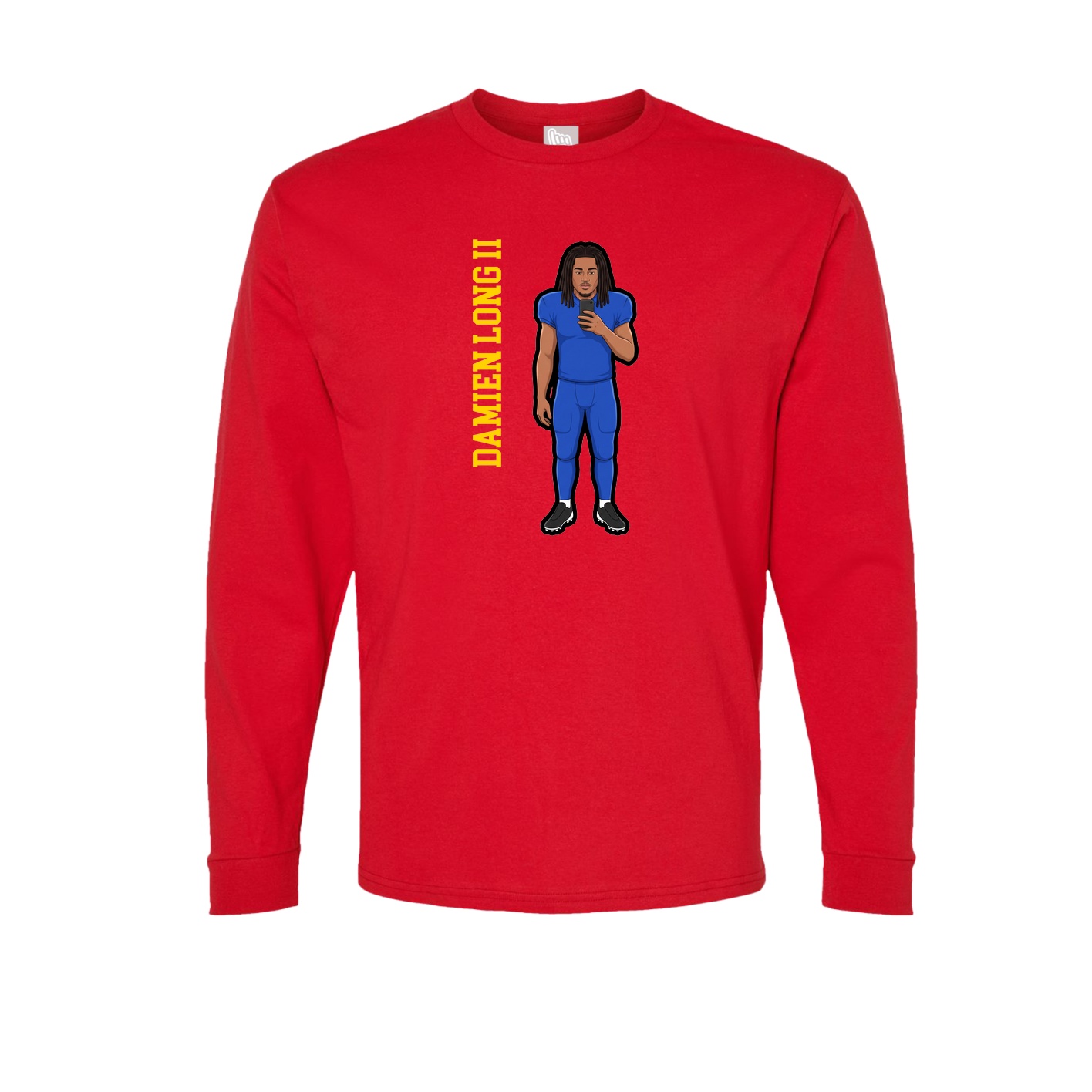 Long Sleeve Tee — Name Vertical in Red