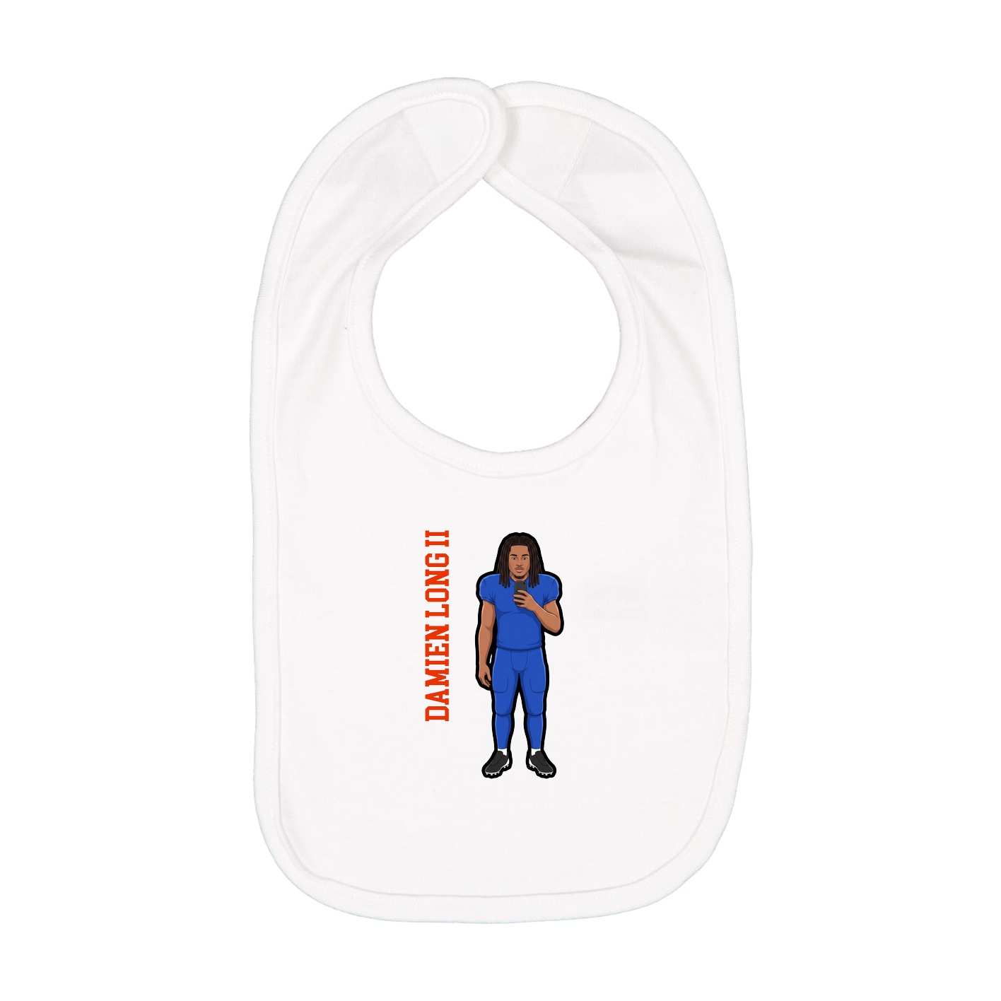 Infant Bib — Name Vertical in White