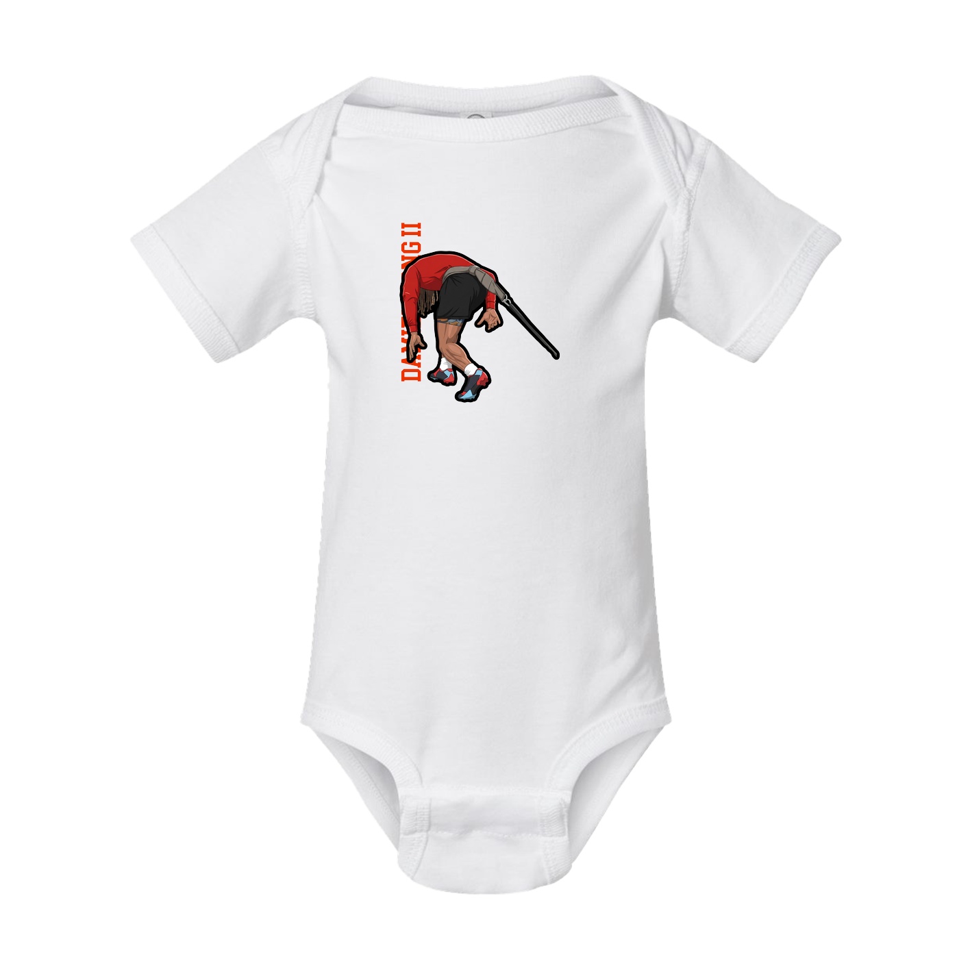 Baby Onesie — Name Vertical in White