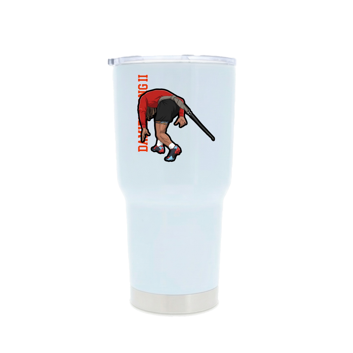 30oz Stainless Steel Tumbler — Name Vertical in White