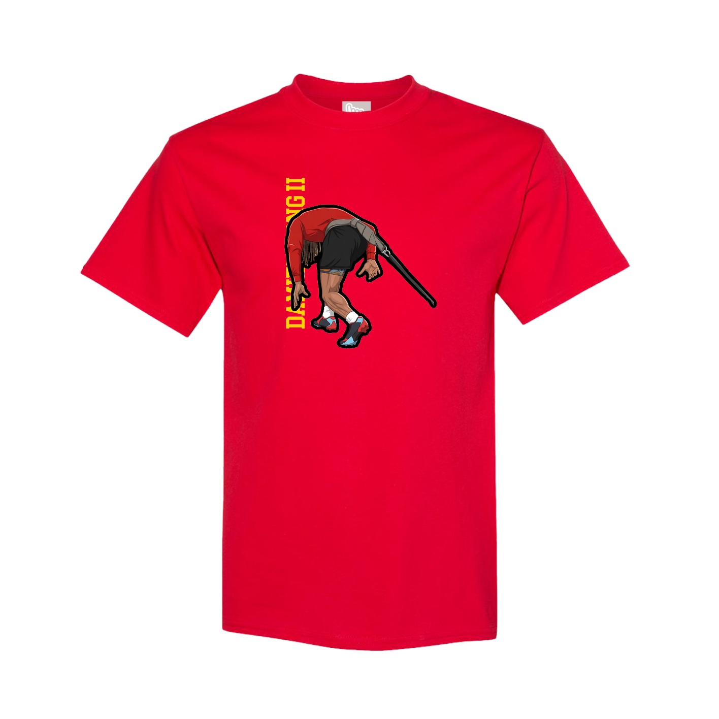 Tee — Name Vertical in Red