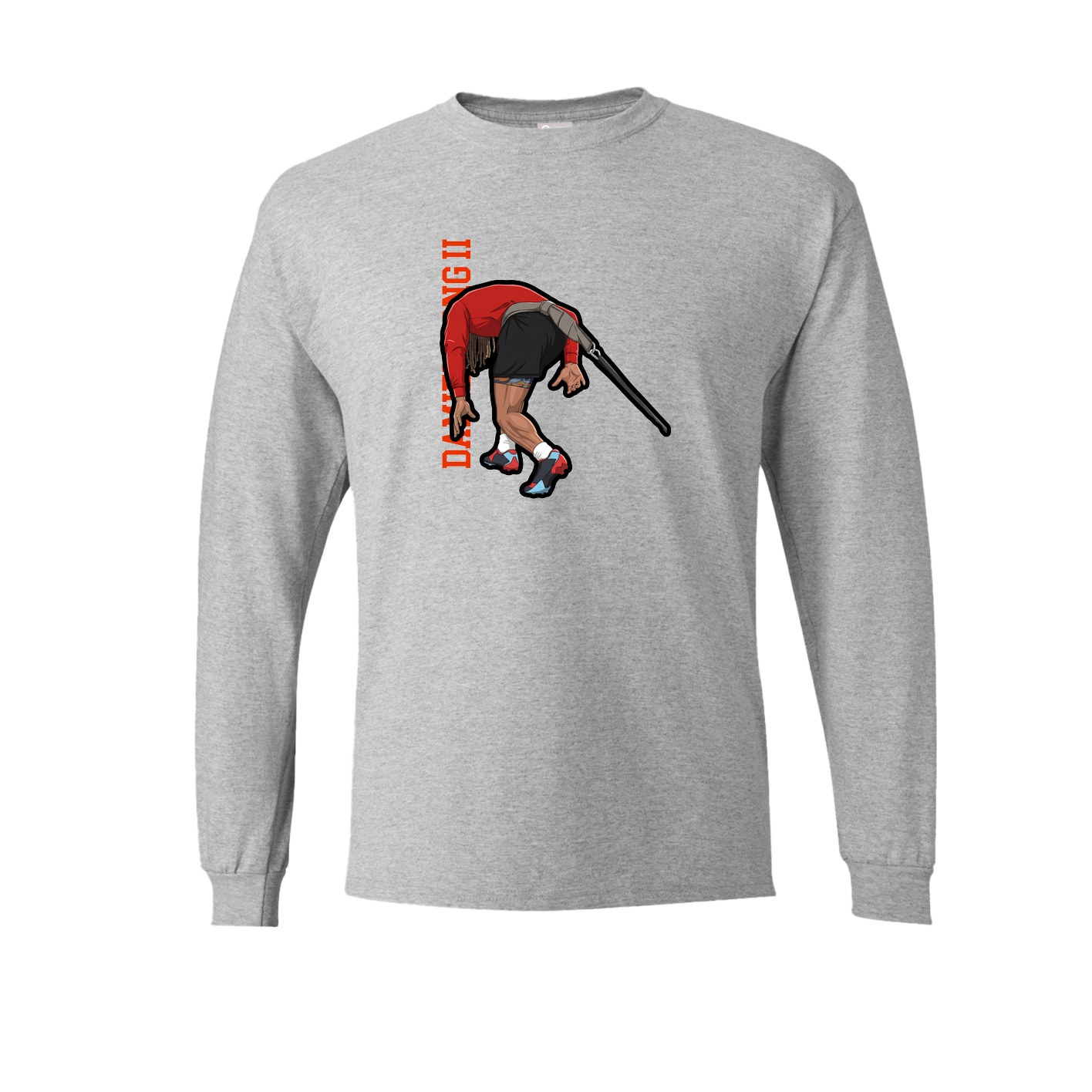Long Sleeve Tee — Name Vertical in Grey