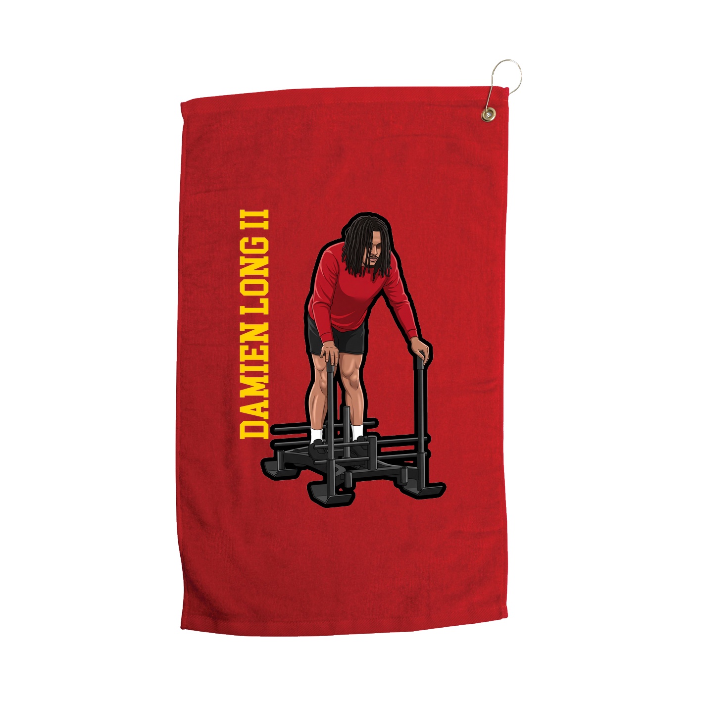 Golf Towel — Name Vertical in Red
