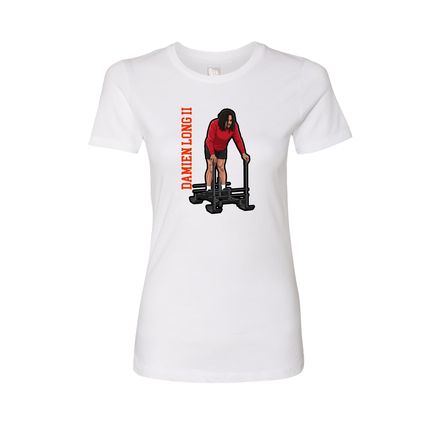 Fitted Women's Tee — Name Vertical in White