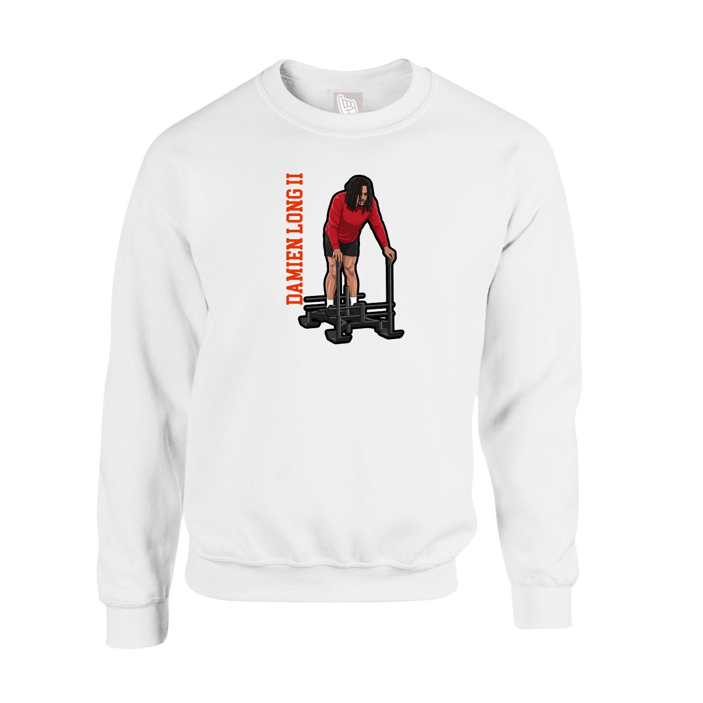 Fleece Crew — Name Vertical in White