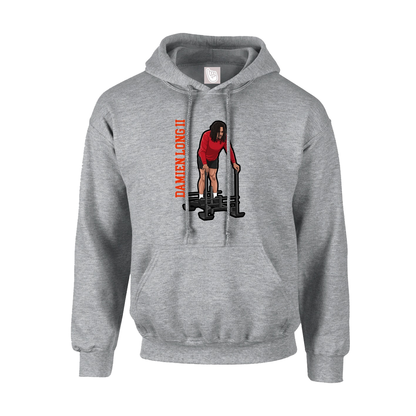 Youth Hoodie — Name Vertical in Grey