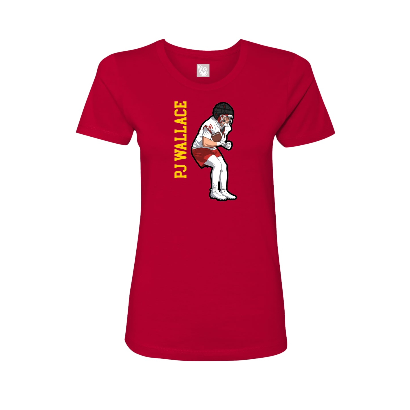 Fitted Women's Tee — Name Vertical in Red