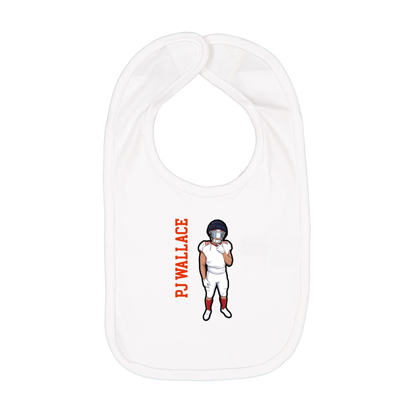 Infant Bib — Name Vertical in White