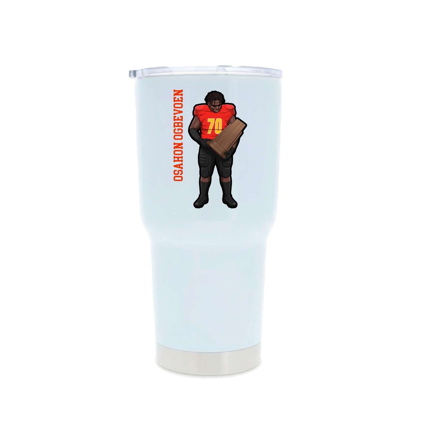 30oz Stainless Steel Tumbler — Name Vertical in White