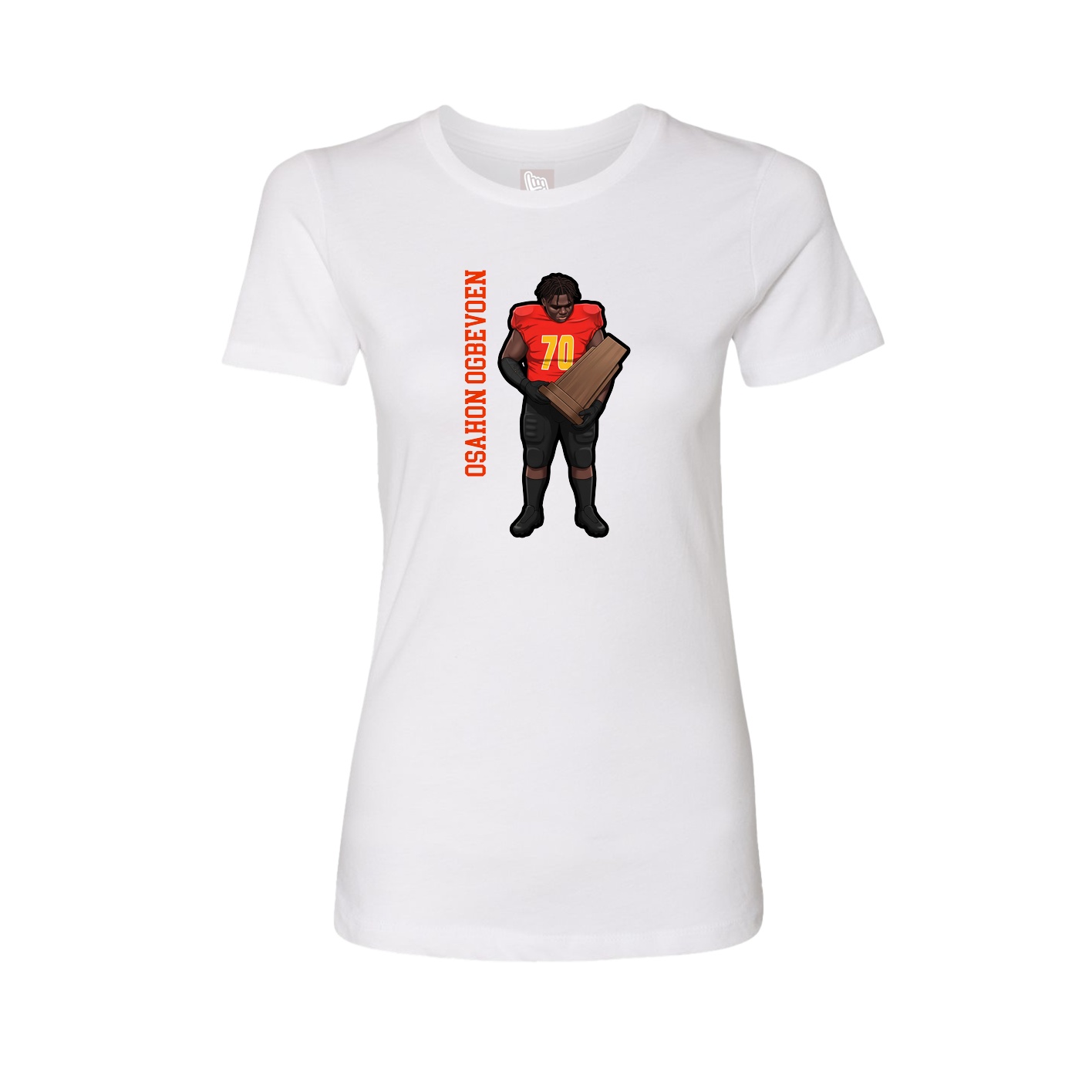 Fitted Women's Tee — Name Vertical in White