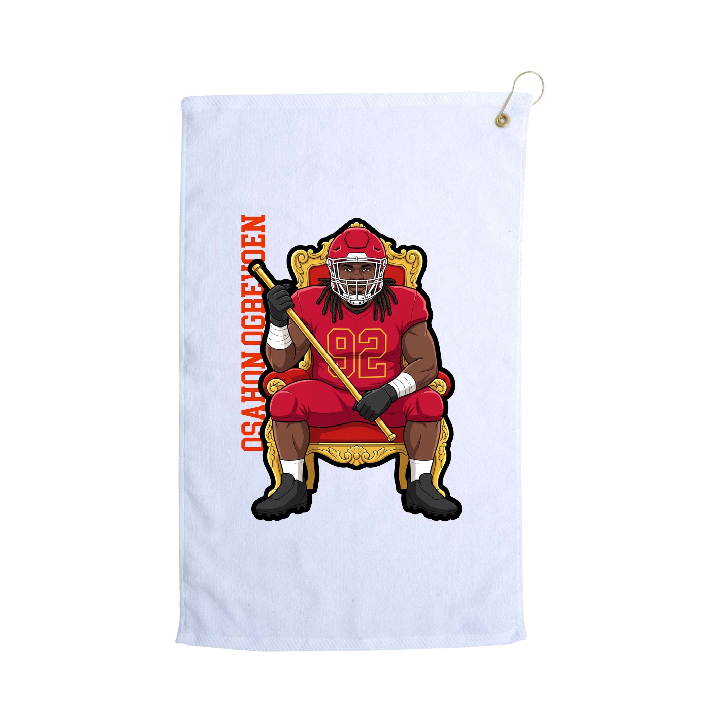 Golf Towel — Name Vertical in White