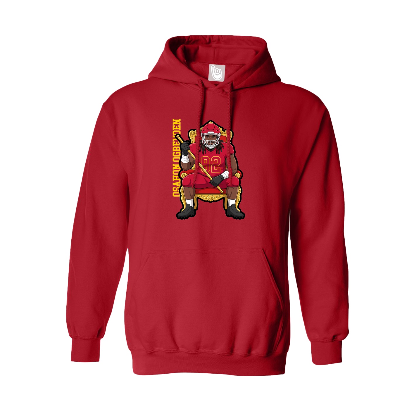 Hoodie — Name Vertical in Red