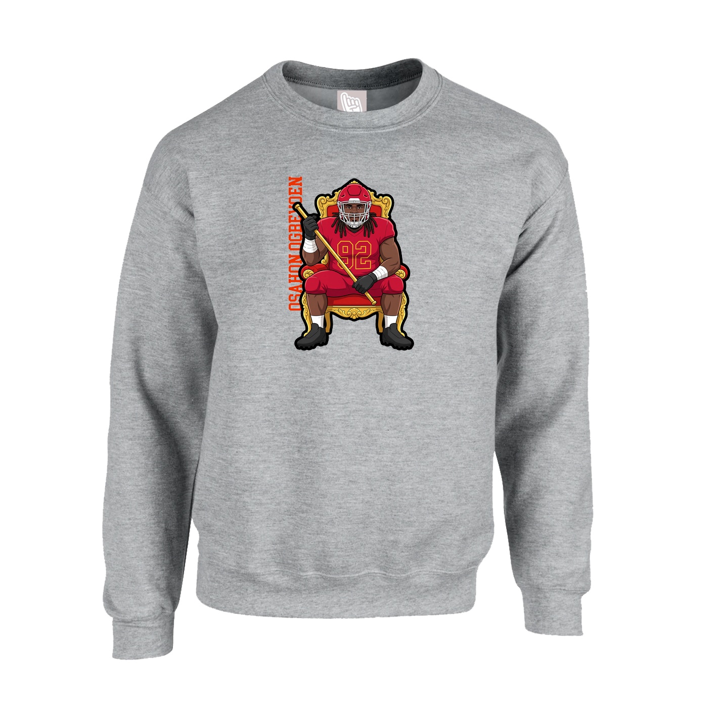 Fleece Crew — Name Vertical in Grey