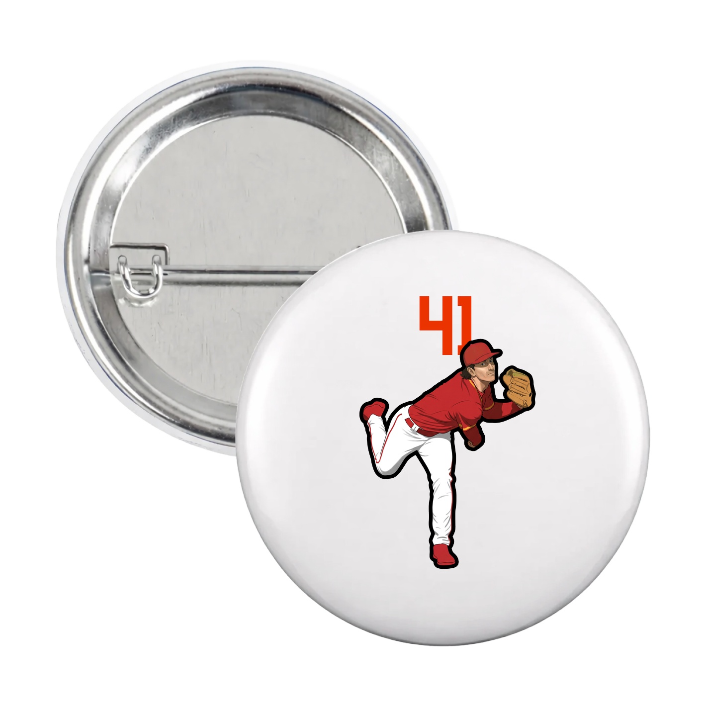 Game Day Button — Number Top in White