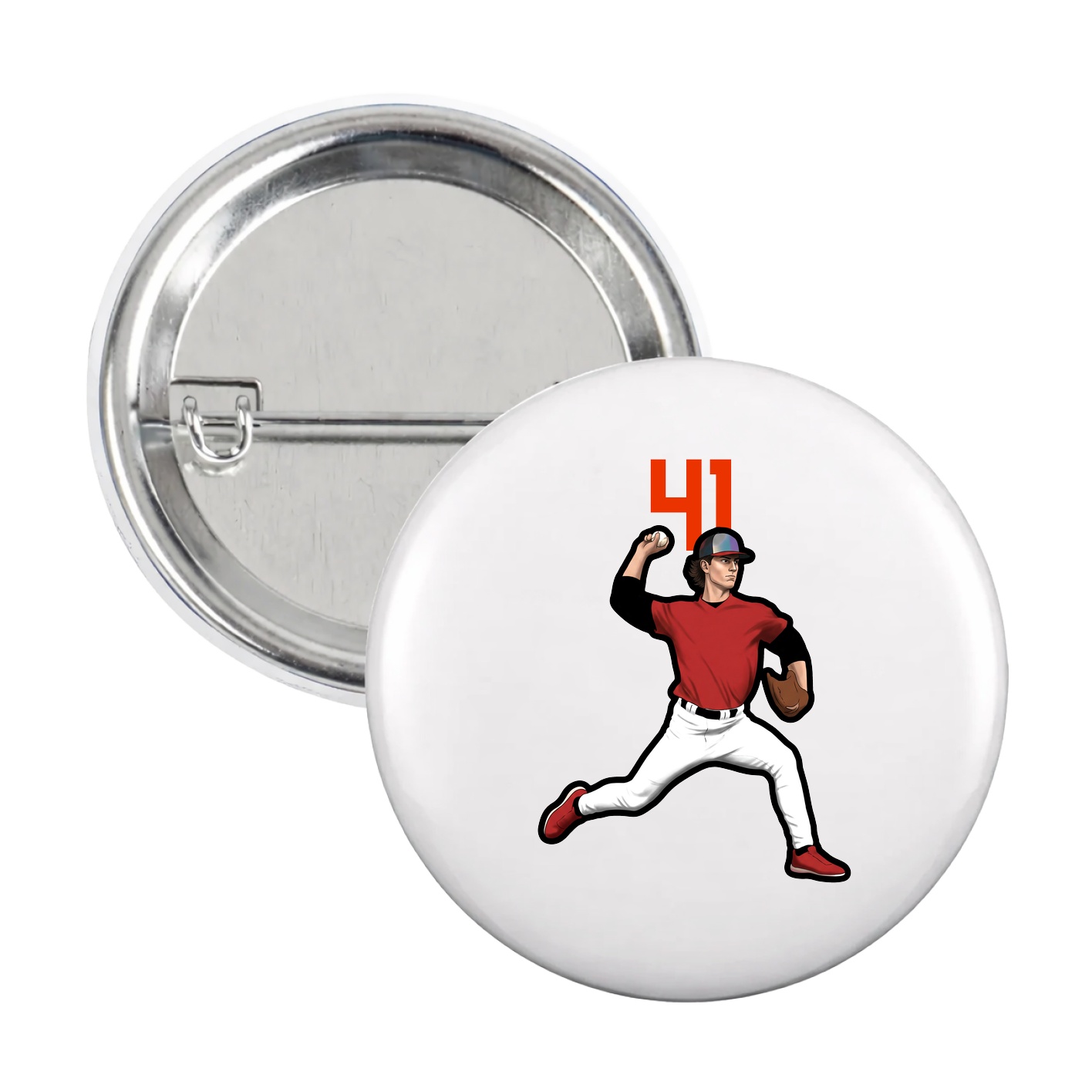Game Day Button — Number Top in White