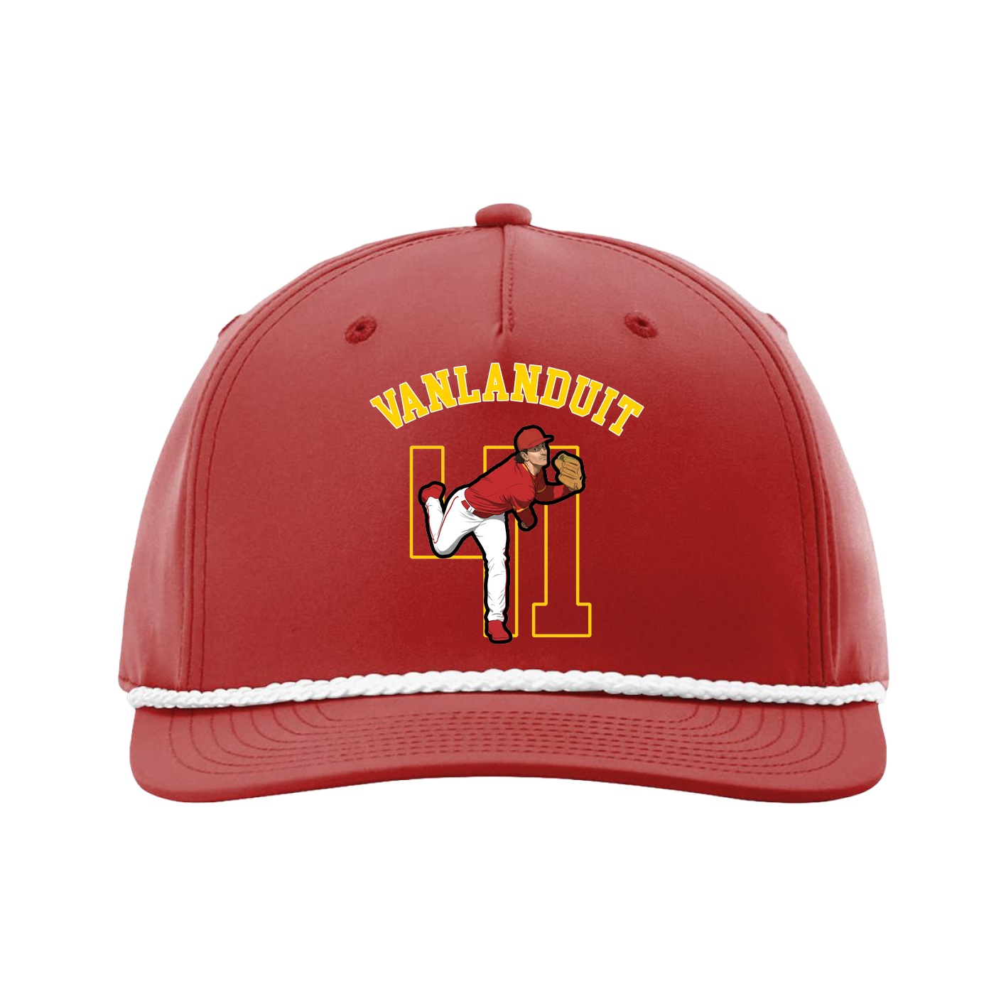 Five-Panel Classic Rope Cap — Shirsey Arch in Red