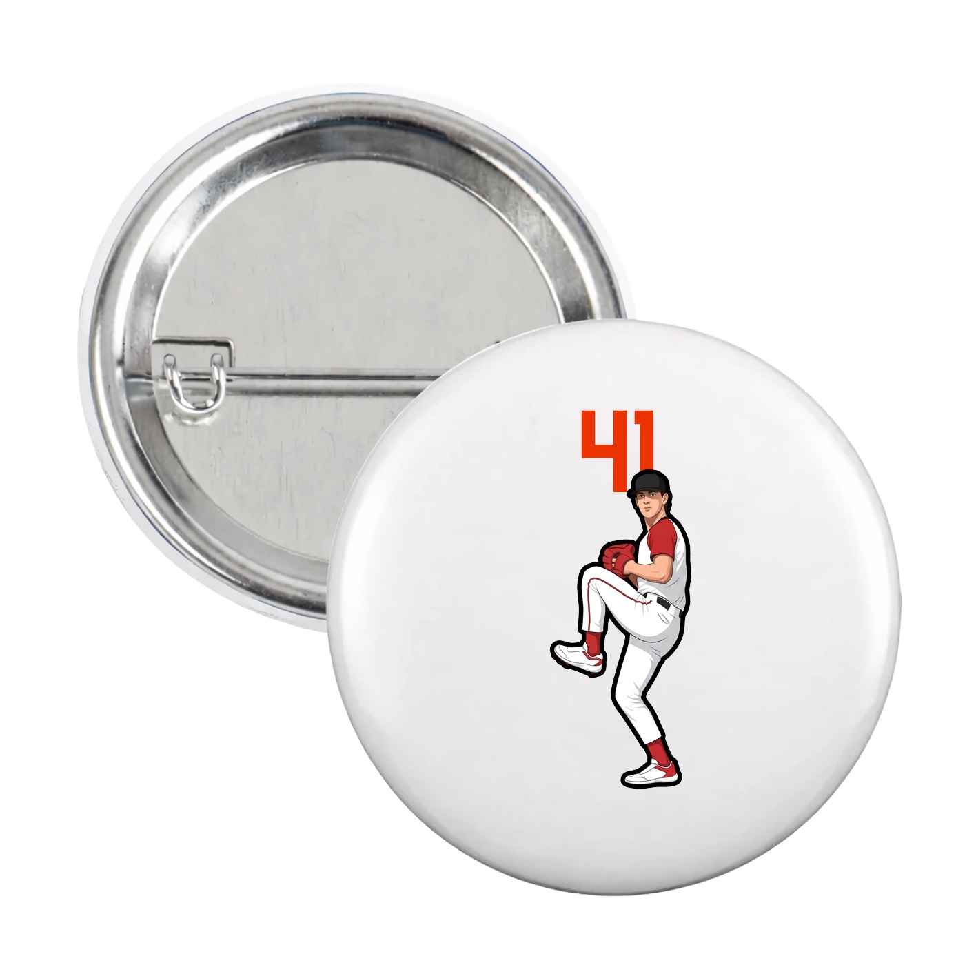Game Day Button — Number Top in White
