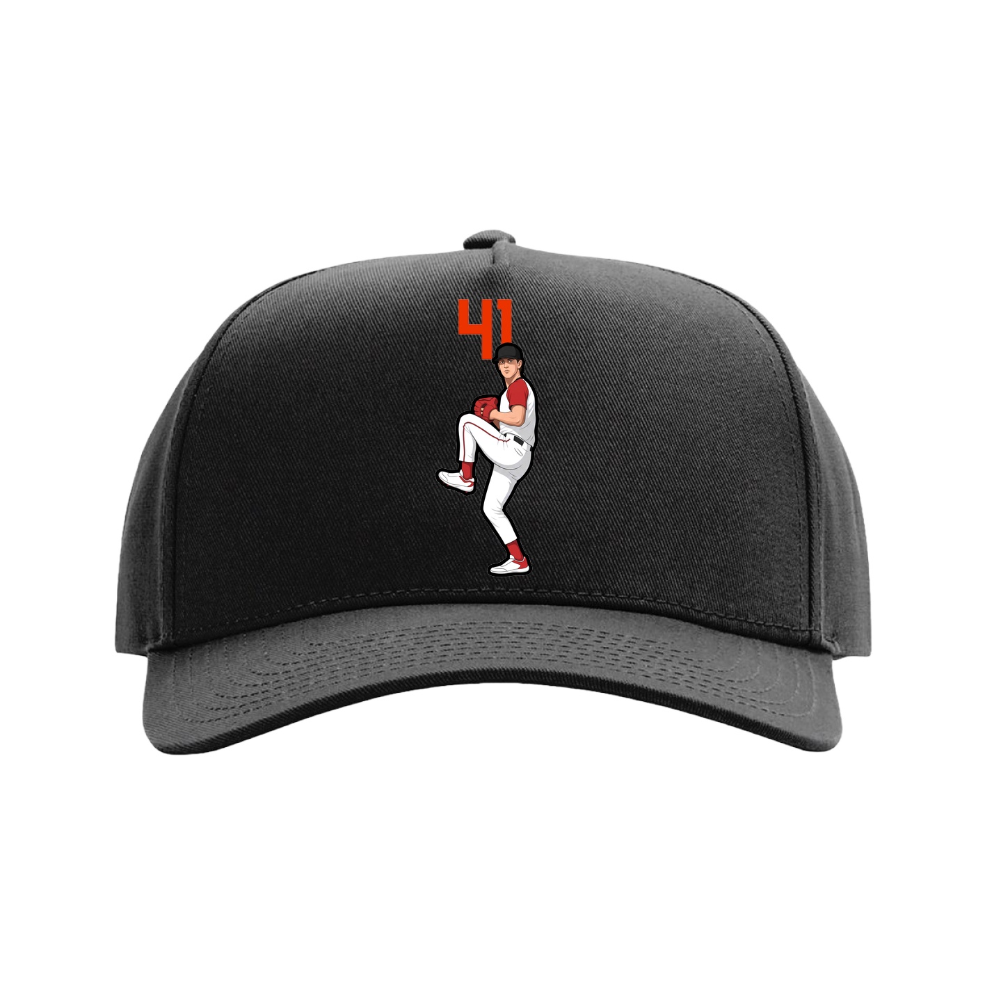 Full Fabric Five-Panel Champ Cap — Number Top in Black